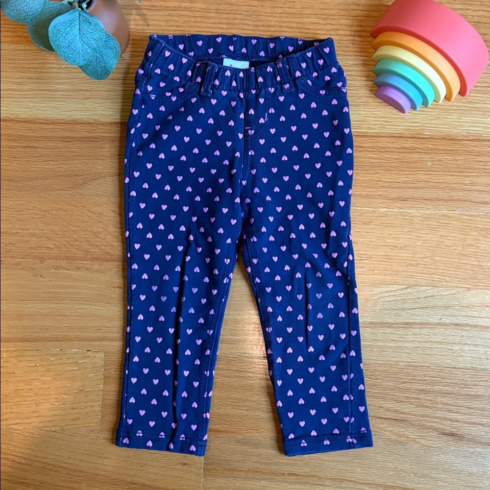 4/$21 2T Circo Dark Indigo Leggings with Pink Hearts